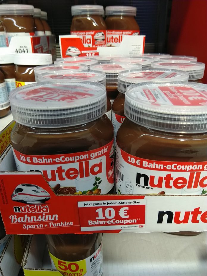 Nutella verschenkt 10EuroGutschein für Deutsche Bahn und