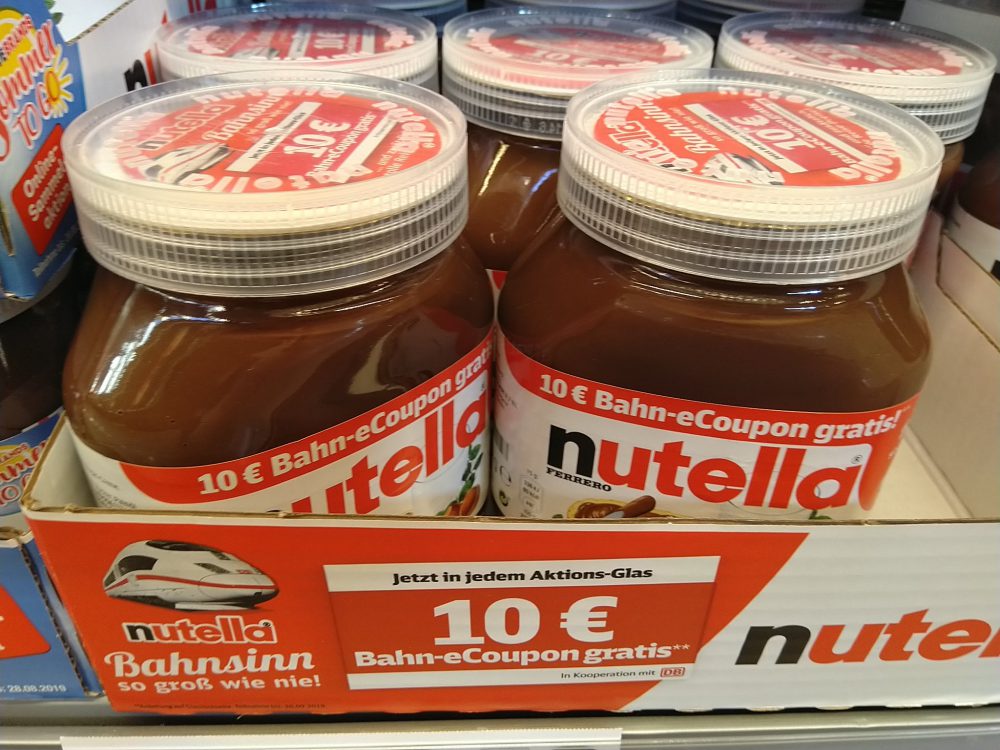 Nutella Bahnsinn 10 Euro Gutschein für Bahn Hamsterrausch