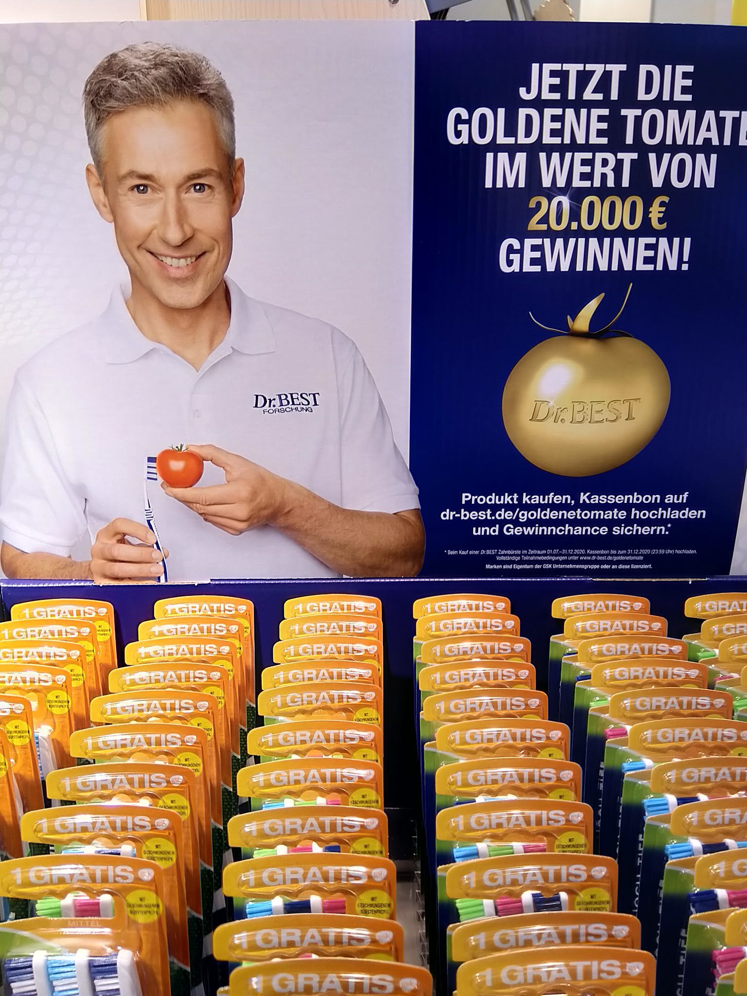 Dr. Best Zahnbürste Goldene Tomate gewinnen