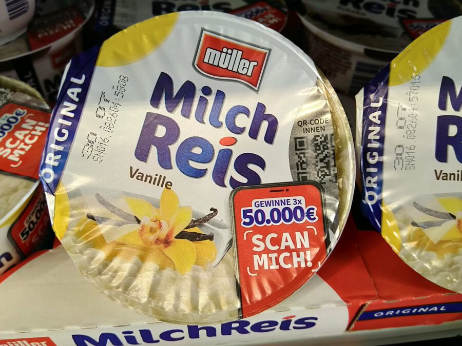 Müller Milchreis Scan dich reich und glücklich