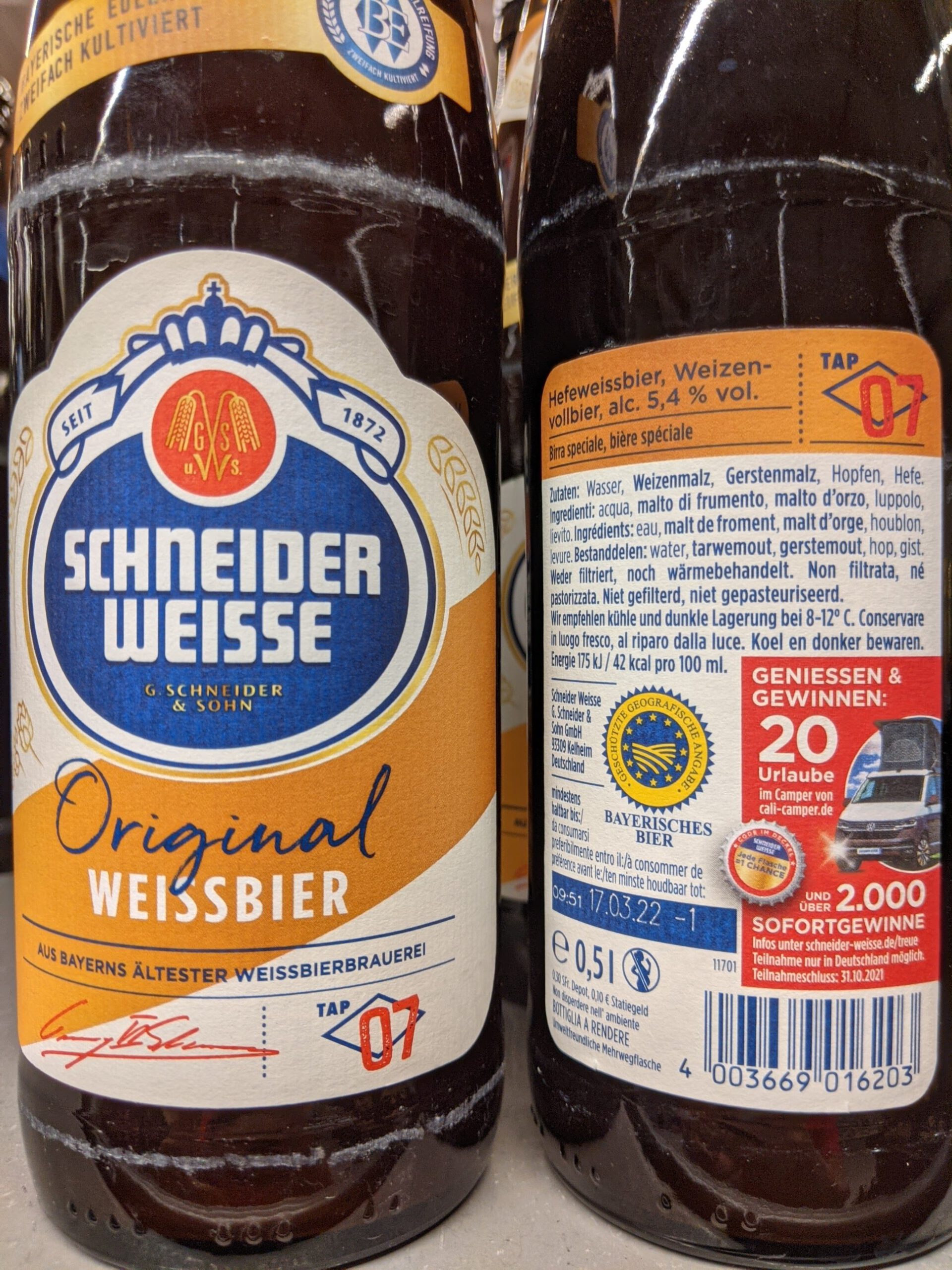 Schneider Weisse Code im Deckel - Kronkorken-Aktion