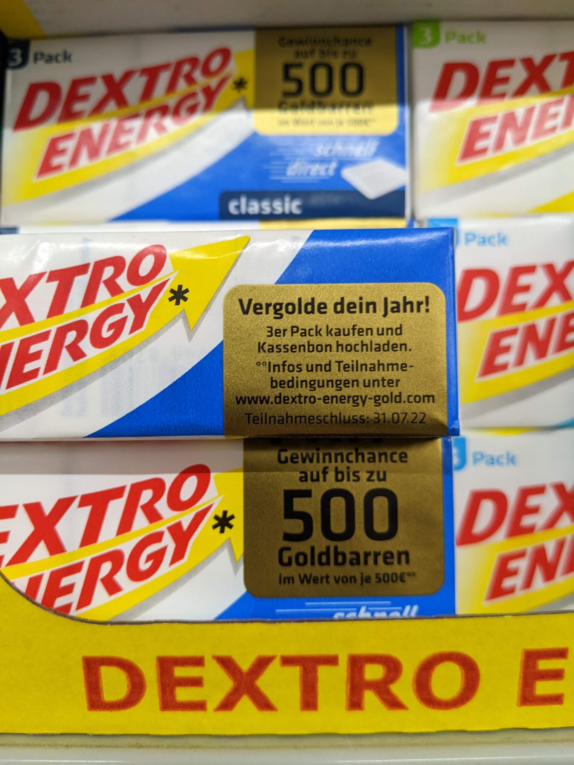 Dextro Energy Goldbarren gewinnen - Kassenbon hochladen