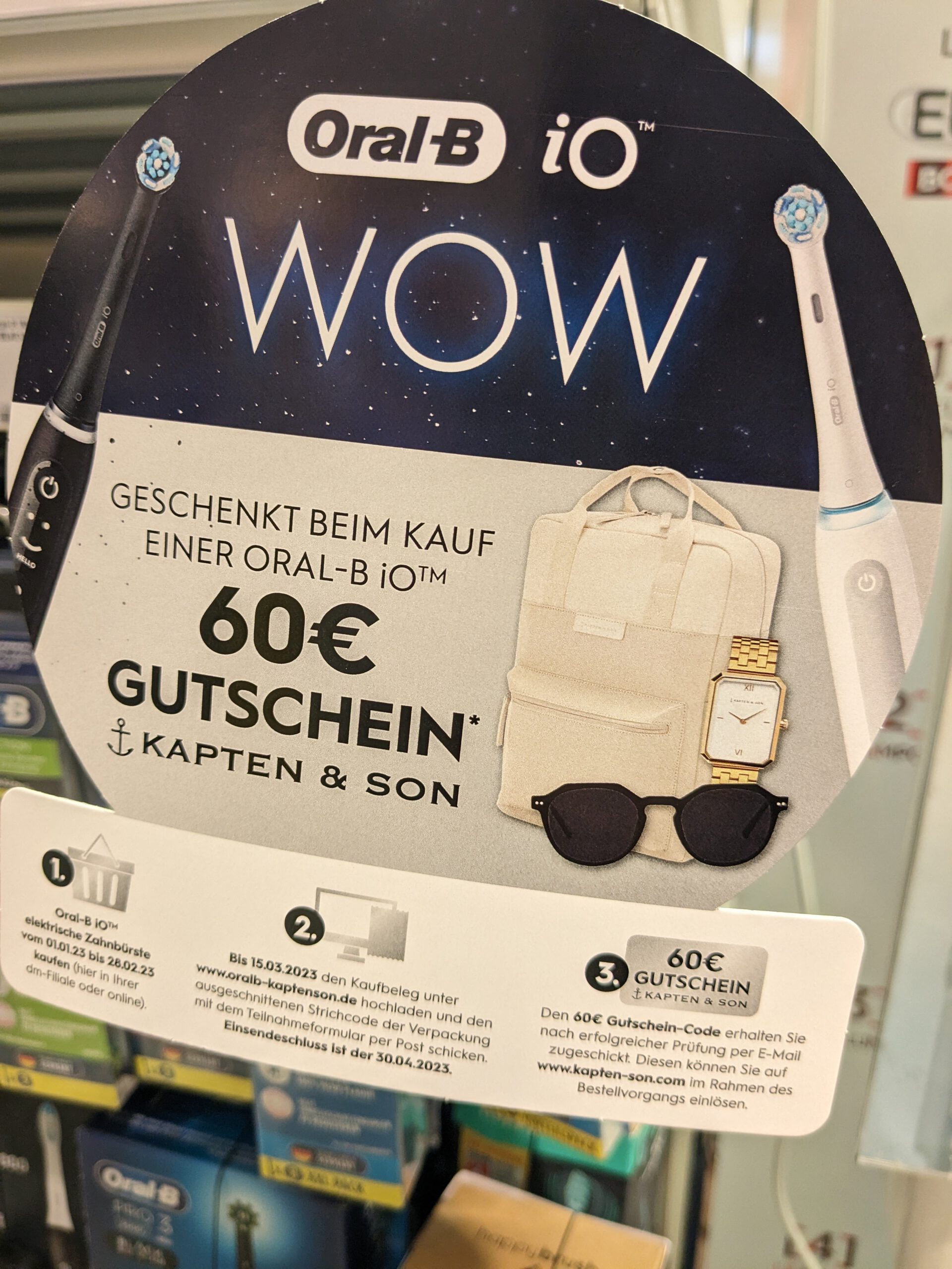 Oral B: 60 Euro Kapten & Son Gutschein gratis Oral B: 60 Euro Kapten & Son Gutschein gratis