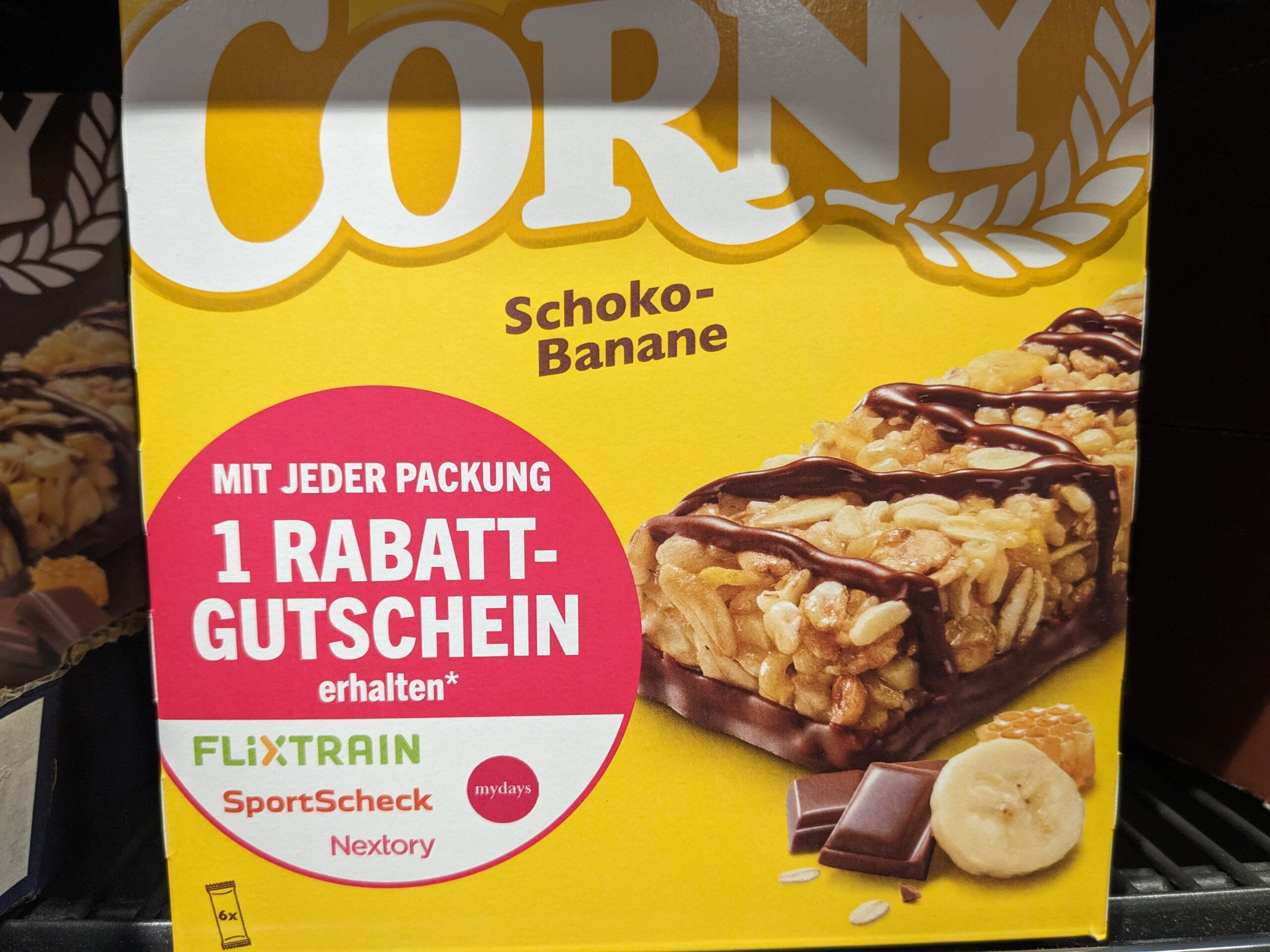 Corny: Rabatt-Gutschein für Flixtrain, mydays, Sportscheck geschenkt