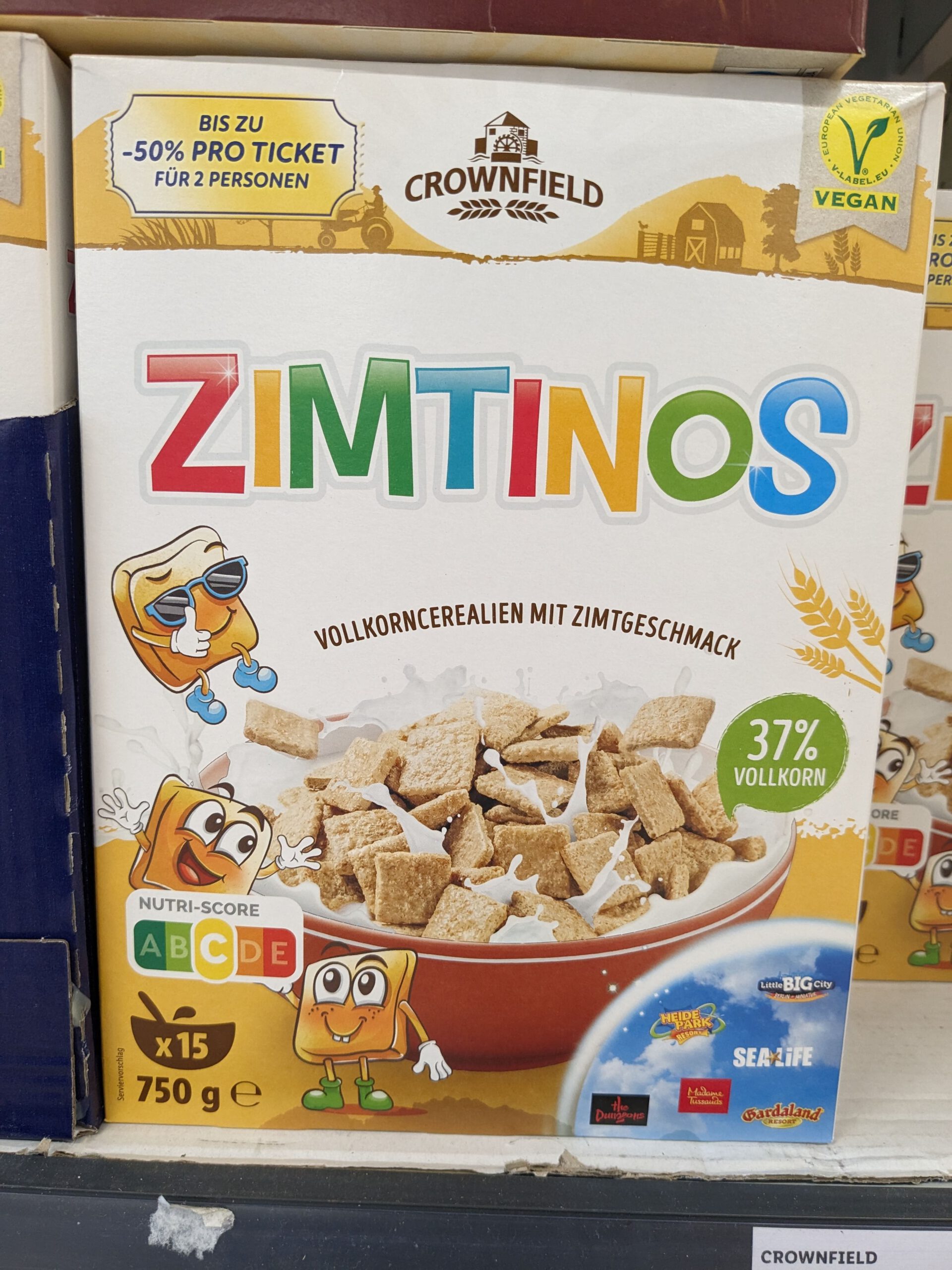 Lidl Crownfield Cereals: 2-für-1-Rabattgutschein für Freizeitparks gratis