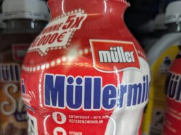 Müllermilch Gewinnspiel 2025 – Aktionsflasche mit „Finde das Muuh“-Hinweis und 50.000 € Gewinnchance